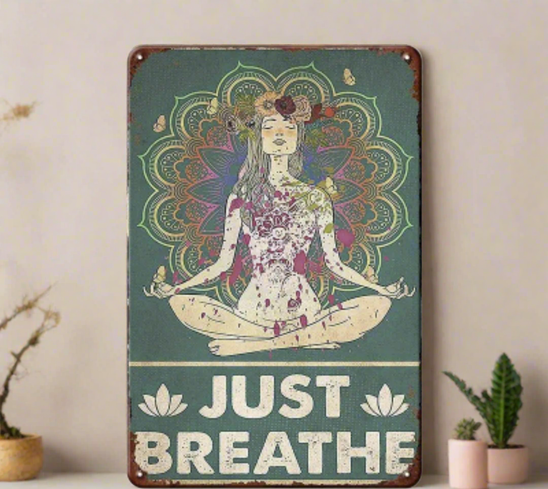WALLART METALEN BORD just breathe 20x30cm