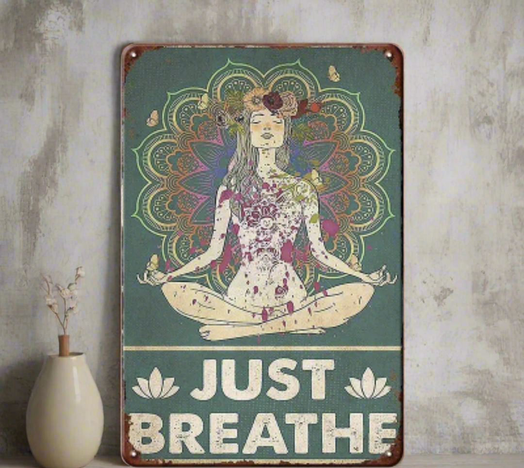 WALLART METALEN BORD just breathe 20x30cm
