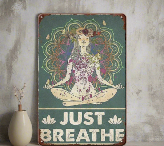 WALLART METALEN BORD just breathe 20x30cm